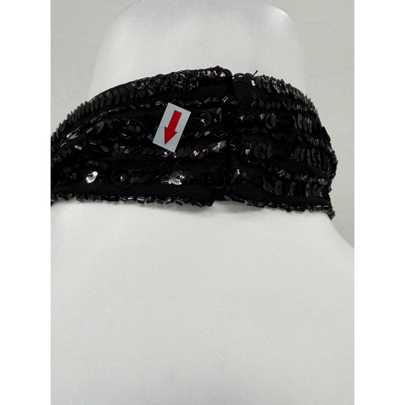 Adrianna Papell Dress Womens 6 Petite Black Sequin Halter Gown Evening Beaded - Picture 5 of 15